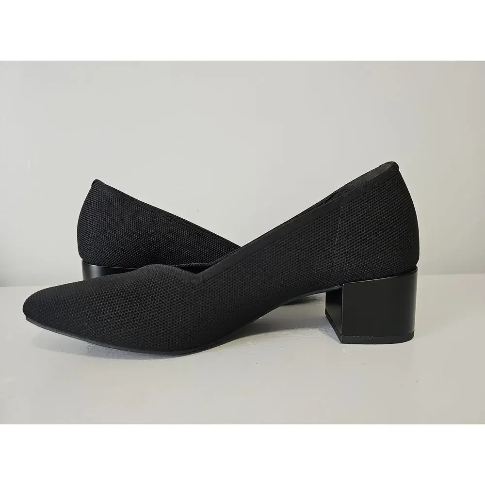 Vivaia Megan Square Toe Block Heel Pumps Womens 39.5 Black - Picture 12 of 16